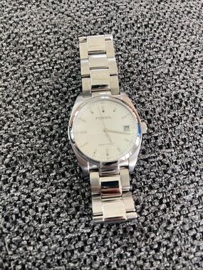 Fossil Silver Stainless Steel Watch with White Dial